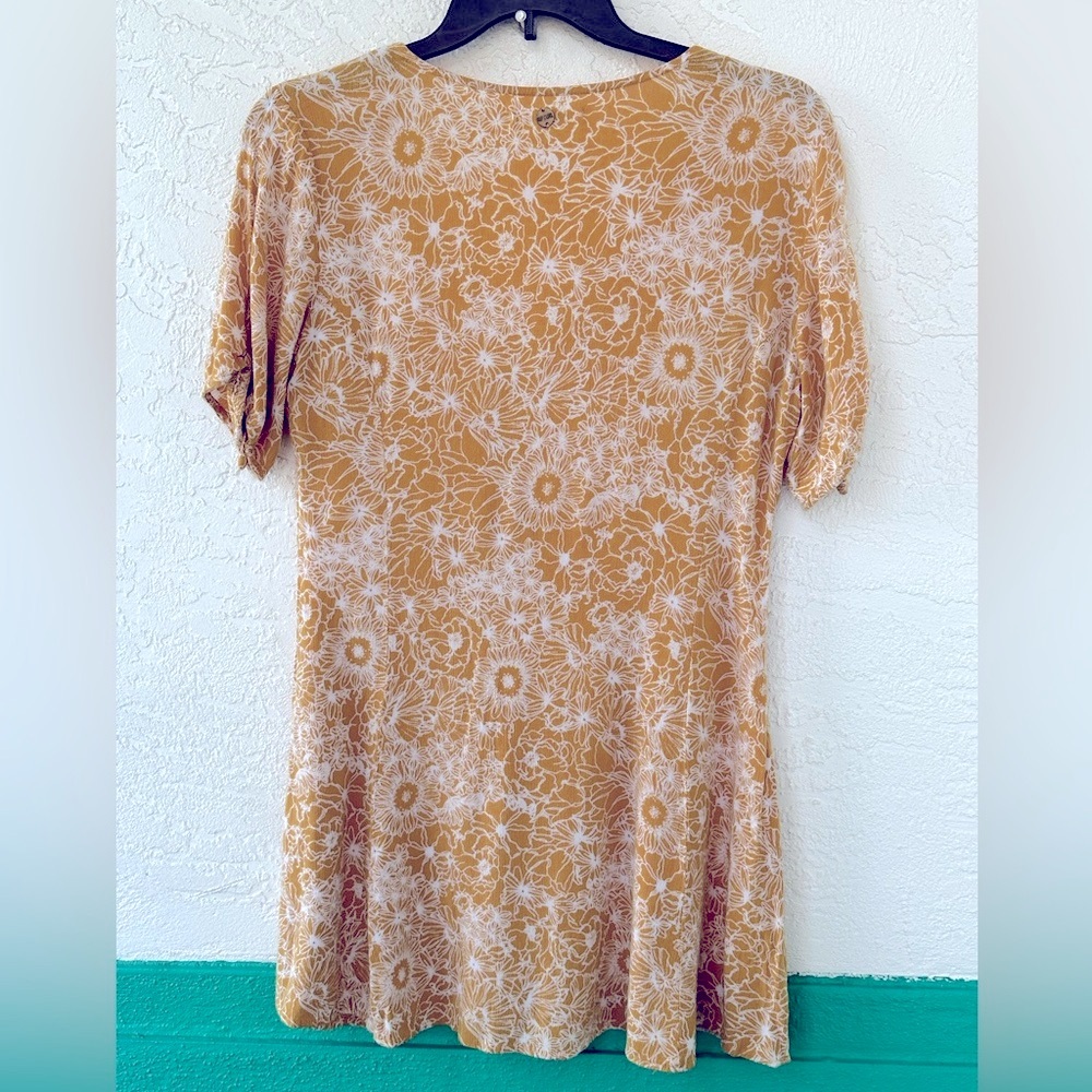 Rip Curl Golden Days Floral Boho Mini Dress Large Mustard Yellow - Picture 9 of 10